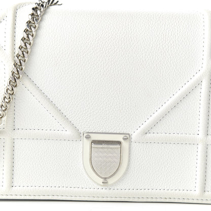 Christian Dior Grained Calfskin Diorama Wallet on Chain Pouch White 9 of 10