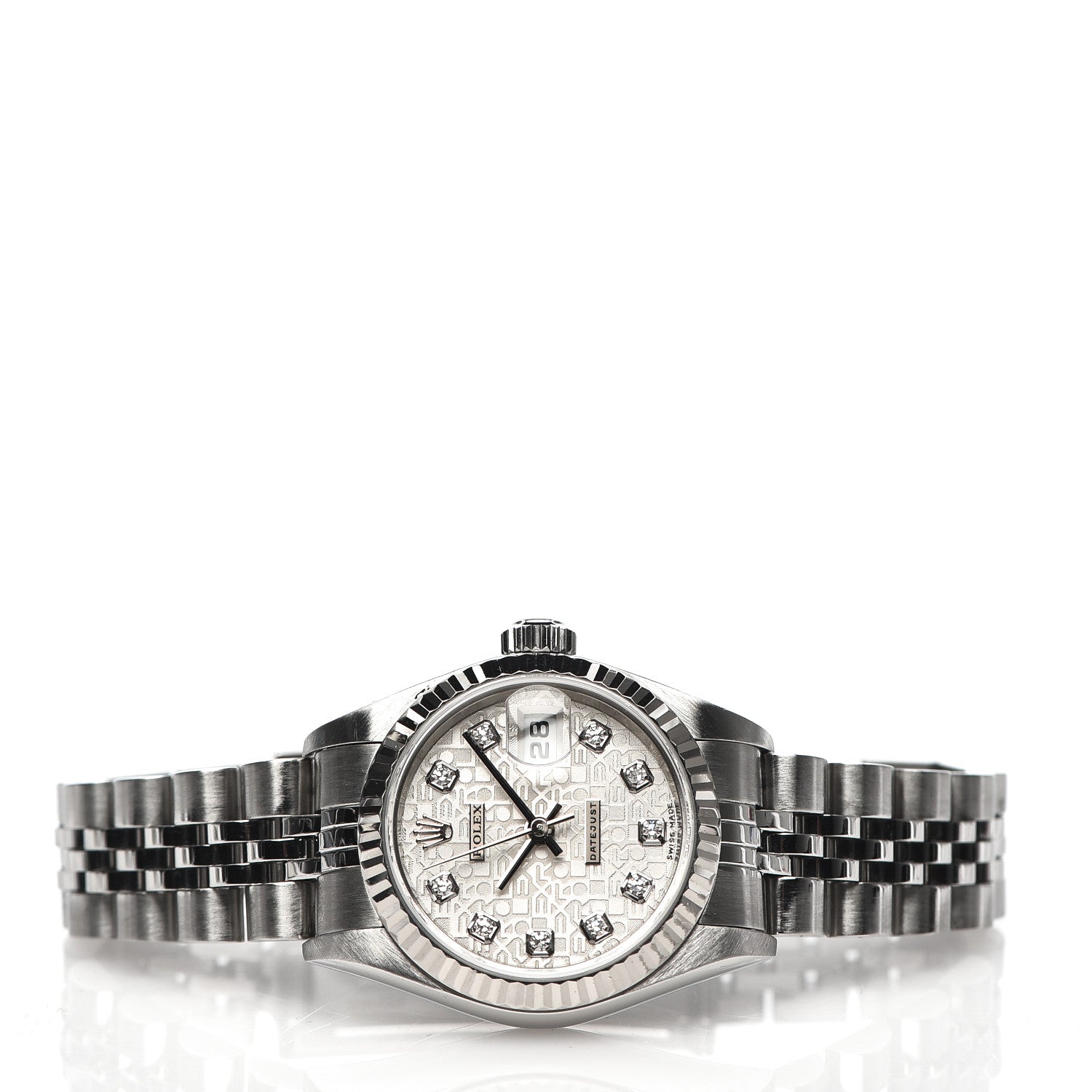 Rolex Stainless Steel 18K White Gold Diamond 26mm Oyster Perpetual Datejust Watch Silver Jubilee 79174 3 of 7
