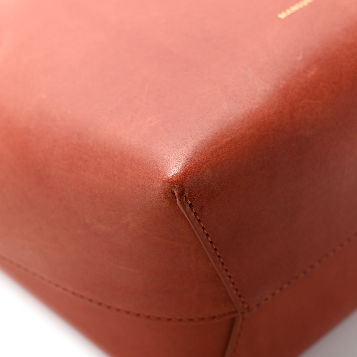 Vegetable Tanned Calfskin Mini Bucket Bag Brandy