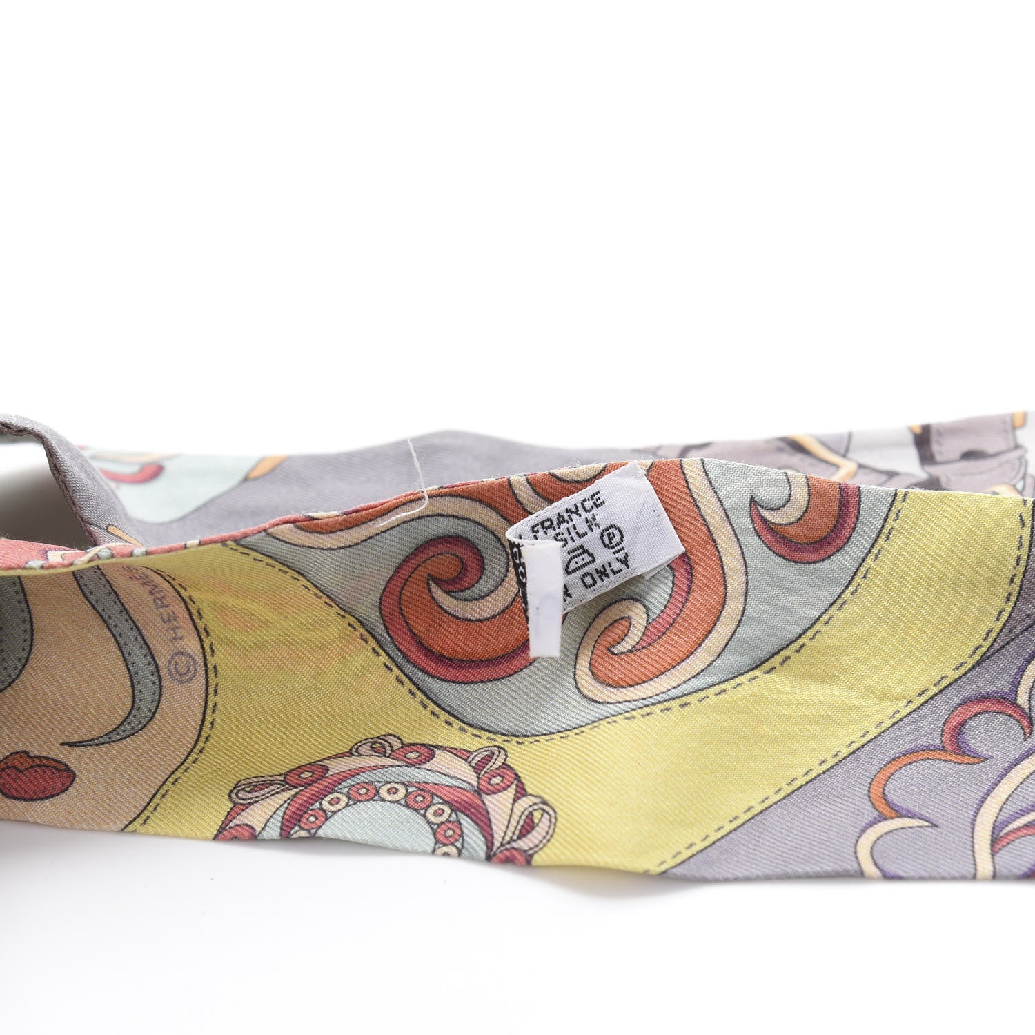 Hermes Silk Festival des Amazones Twilly Gris Jaune Corail 5 of 8