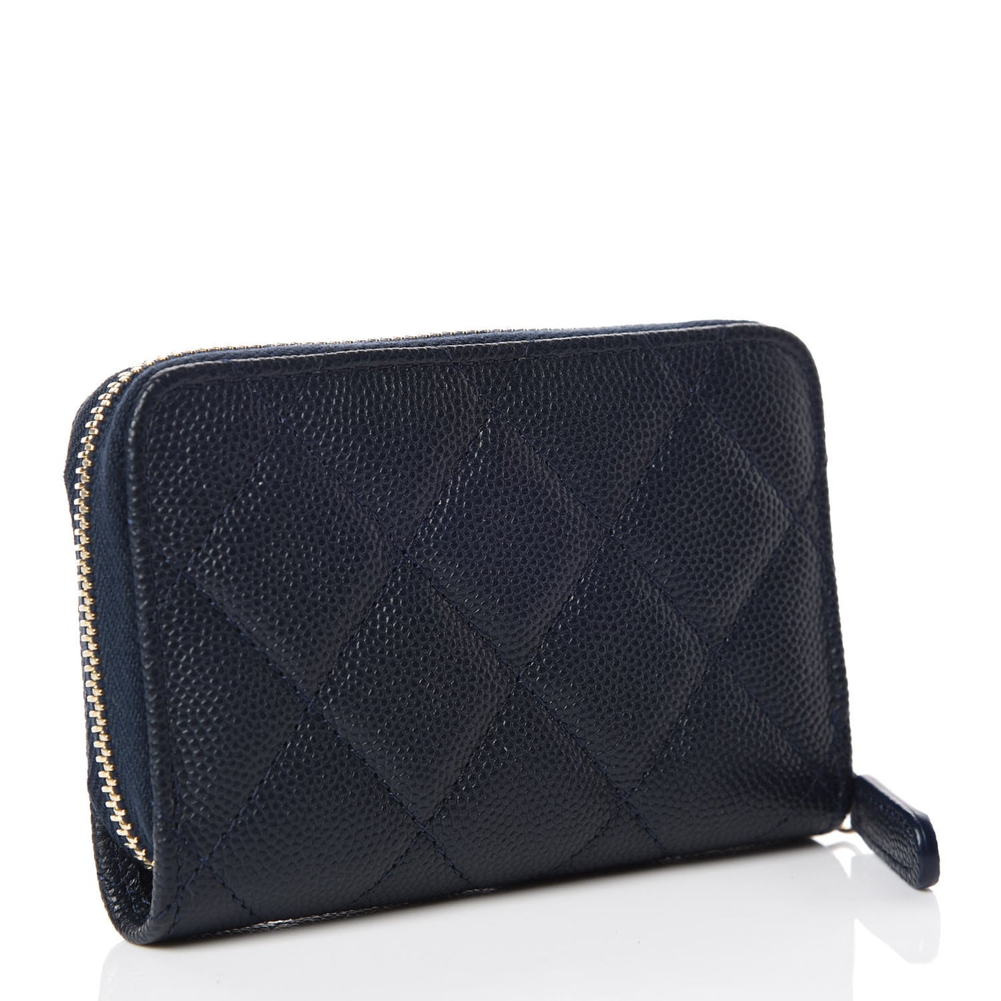 Caviar Quilted Zip Coin Purse Navy
