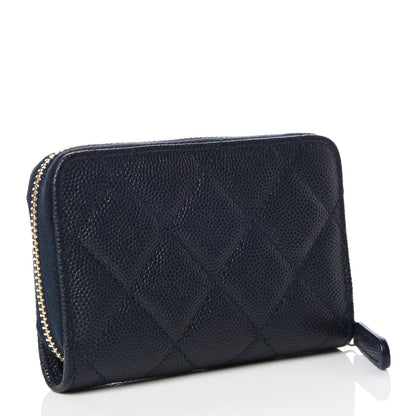 Chanel Caviar Quilted Zip Coin Purse Navy 3 of 8