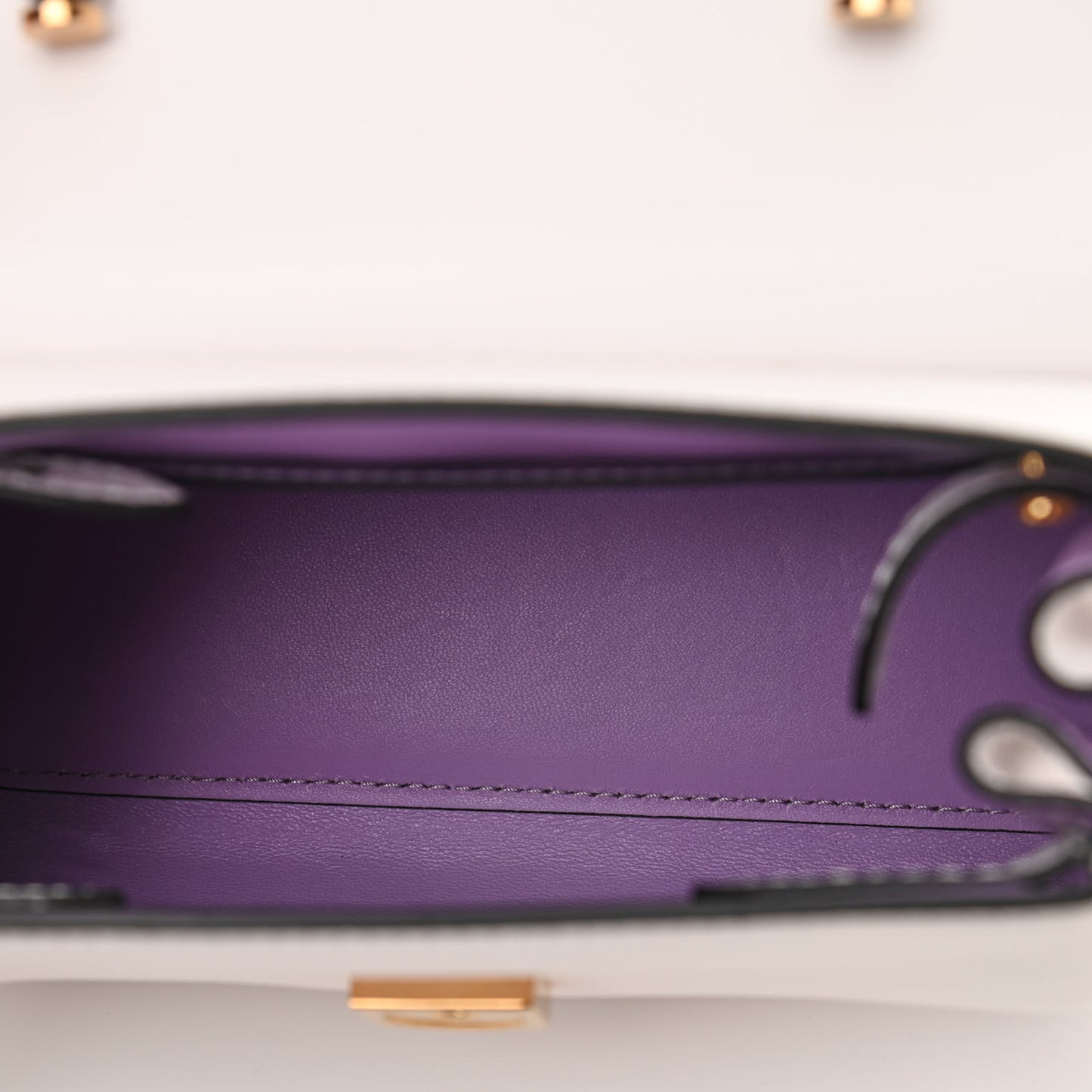 Grained Calfskin Small La Medusa Top Handle Bag White