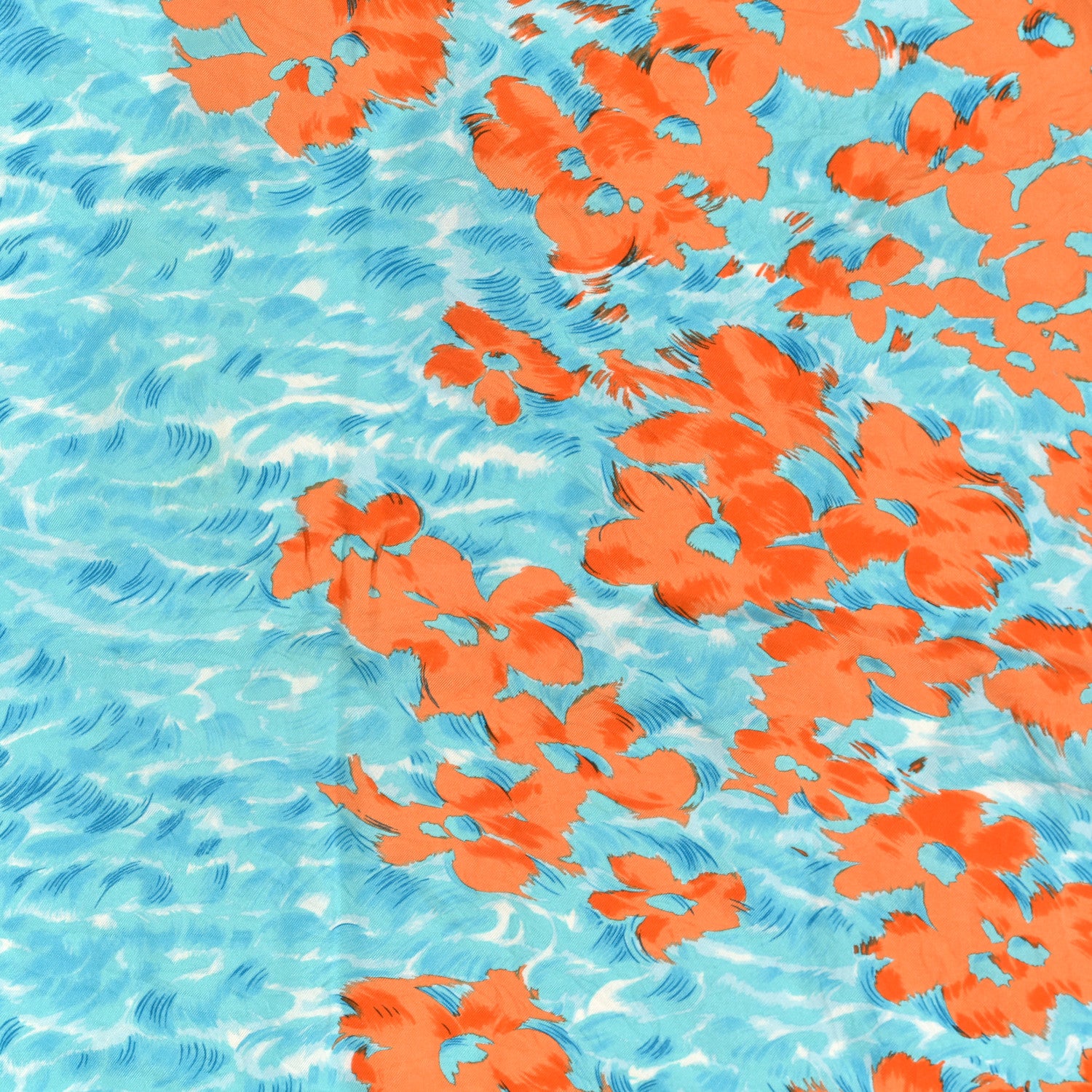 Christian Dior Silk Ocean Print Scarf Blue Orange 3 of 3