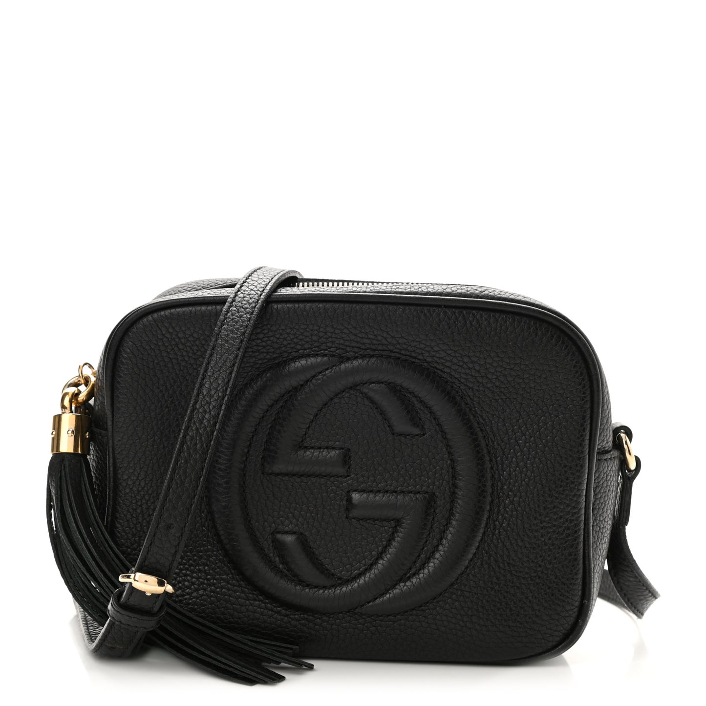 Pebbled Calfskin Small Soho Disco Bag Black