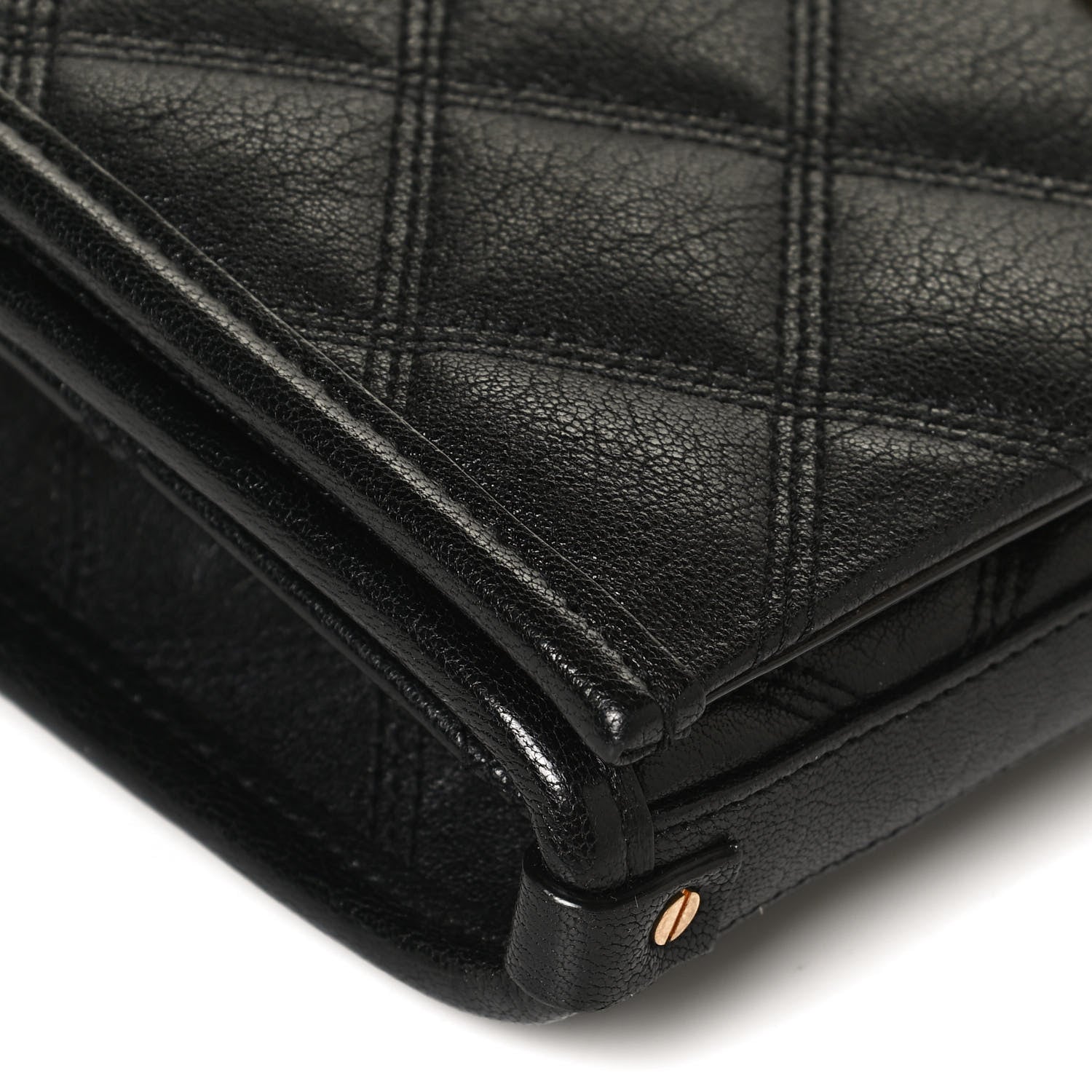 Saint Laurent Lambskin Diamond Quilted Becky Chain Wallet Black 12 of 13