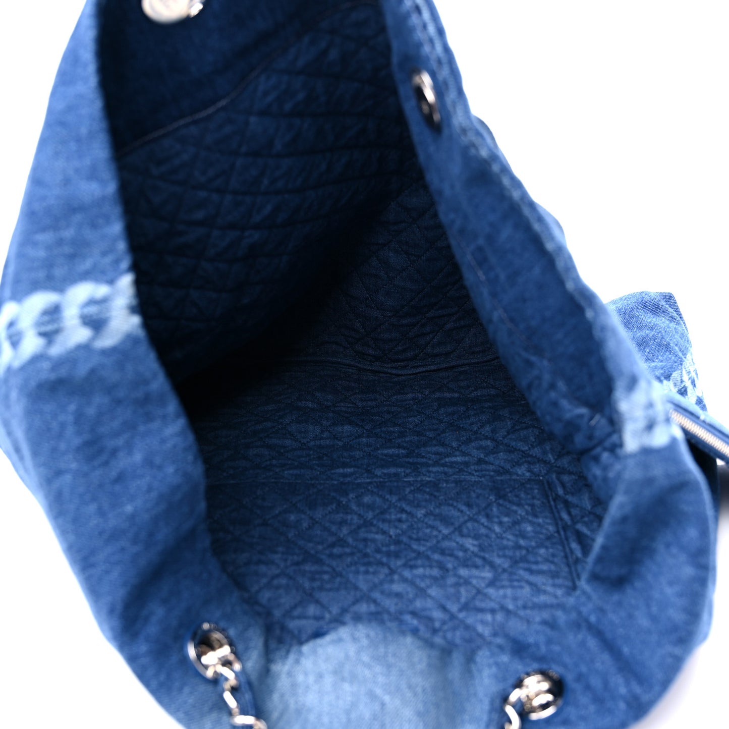 Denim Printed Shopping Bag Blue