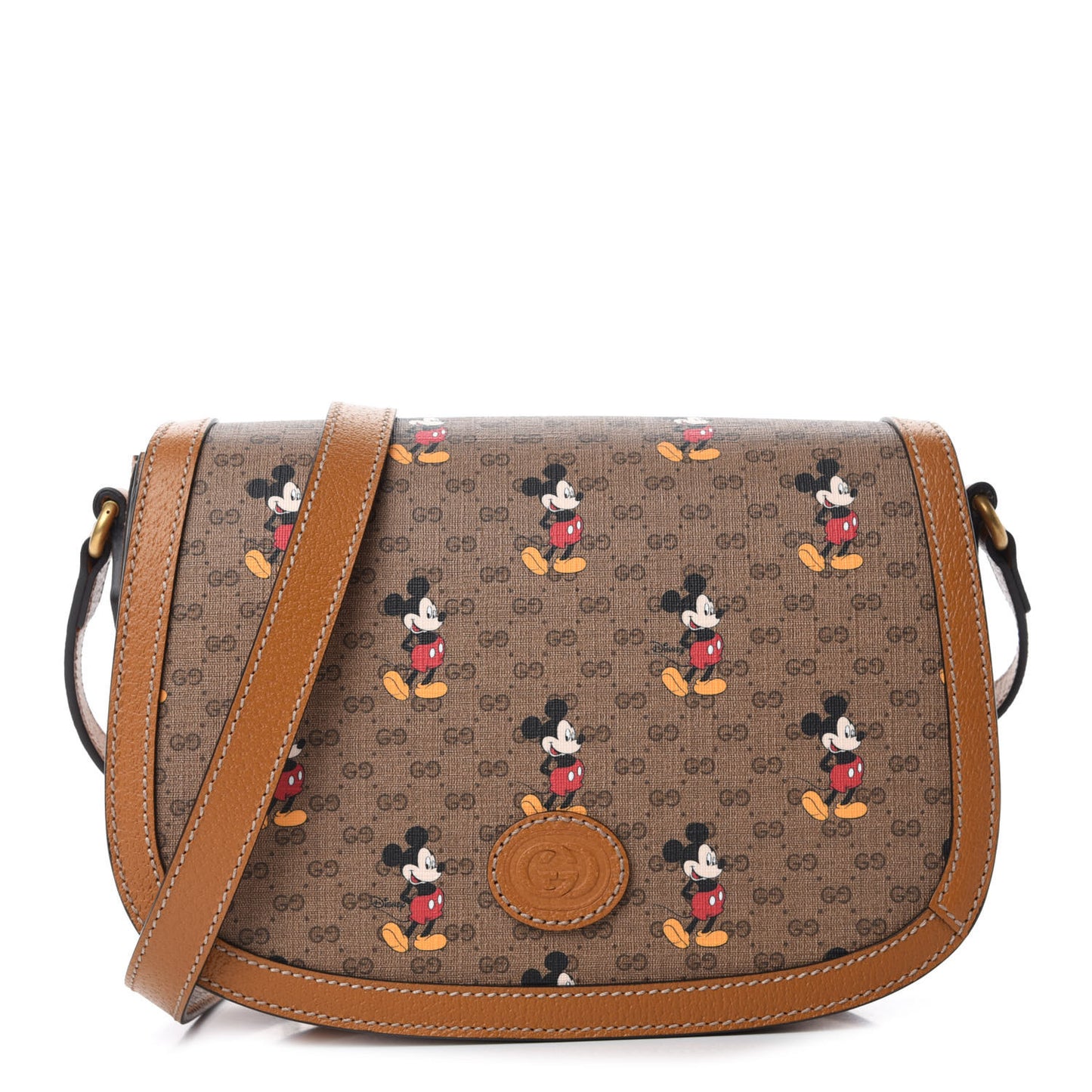 X DISNEY Mini Vintage GG Supreme Monogram Mickey Mouse Small Flap Messenger Bag Beige Vintage Sun Oil