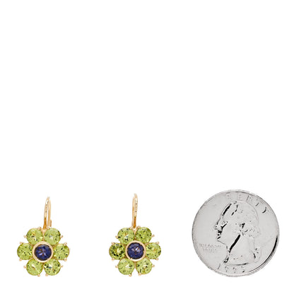 Pasquale Bruni 18K Yellow Gold Peridot Iolite Flower Drop Earrings 2 of 5