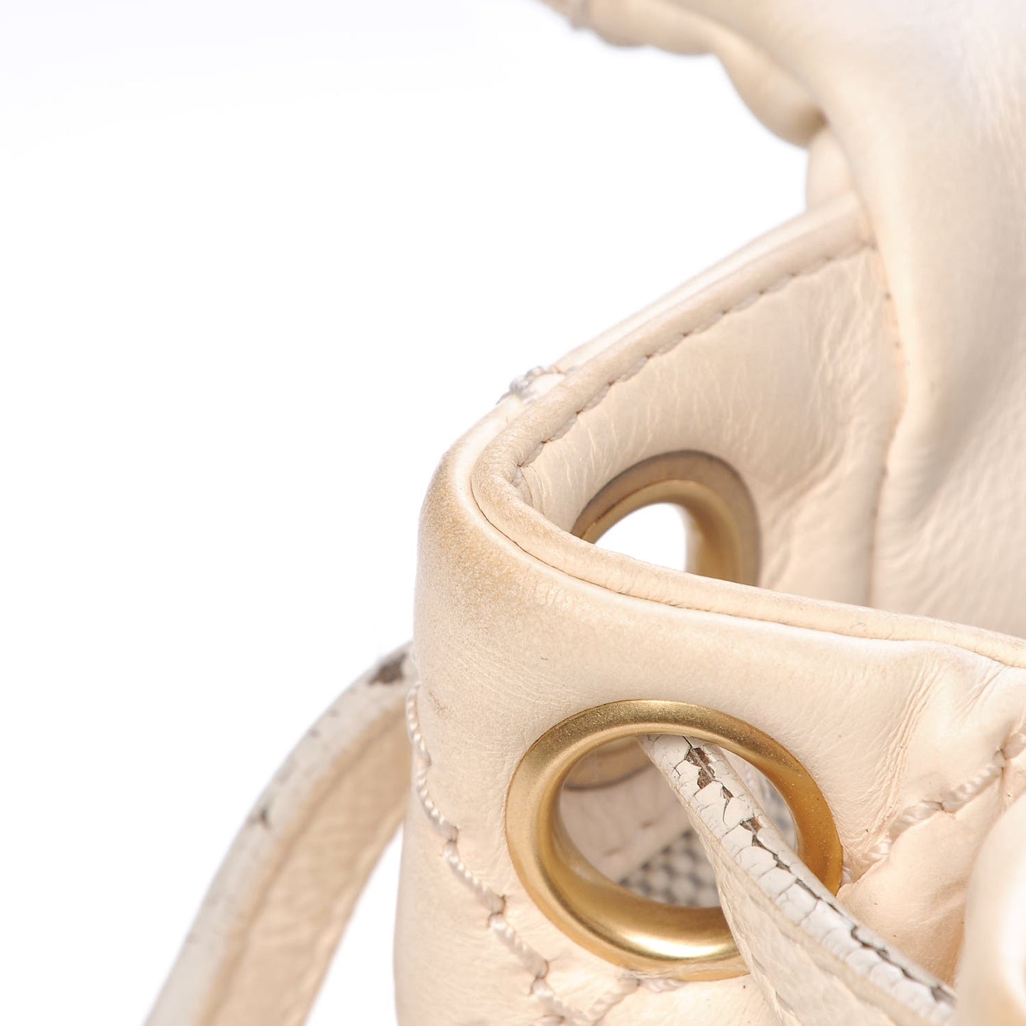Calfskin Quilted Retro Chain Flap Beige