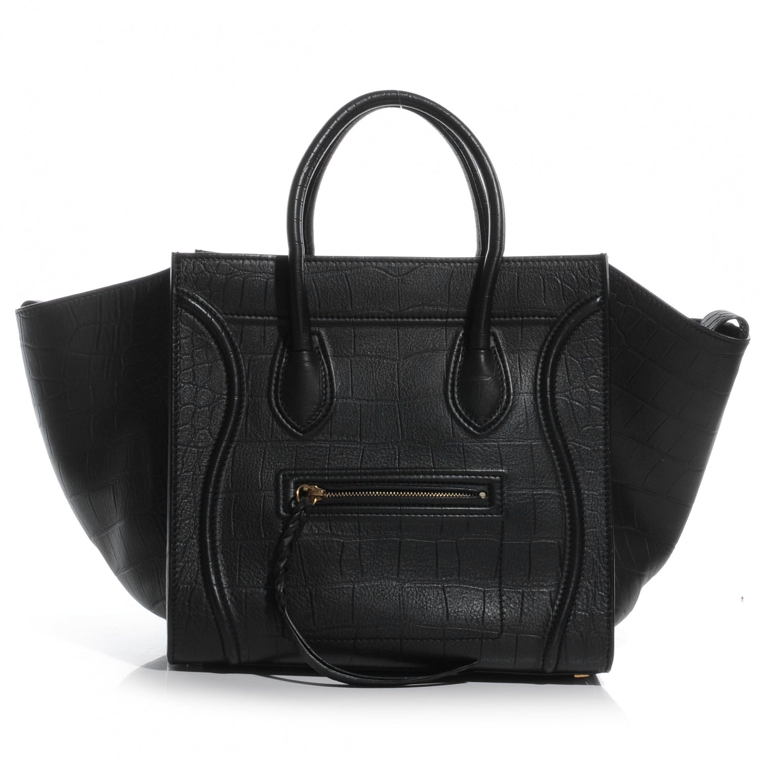 Celine Crocodile Embossed Small Phantom Luggage Black 1 of 7