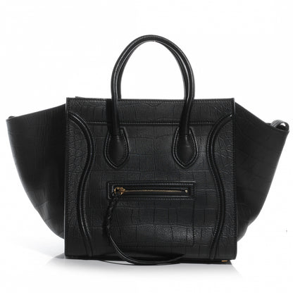 Celine Crocodile Embossed Small Phantom Luggage Black 1 of 7