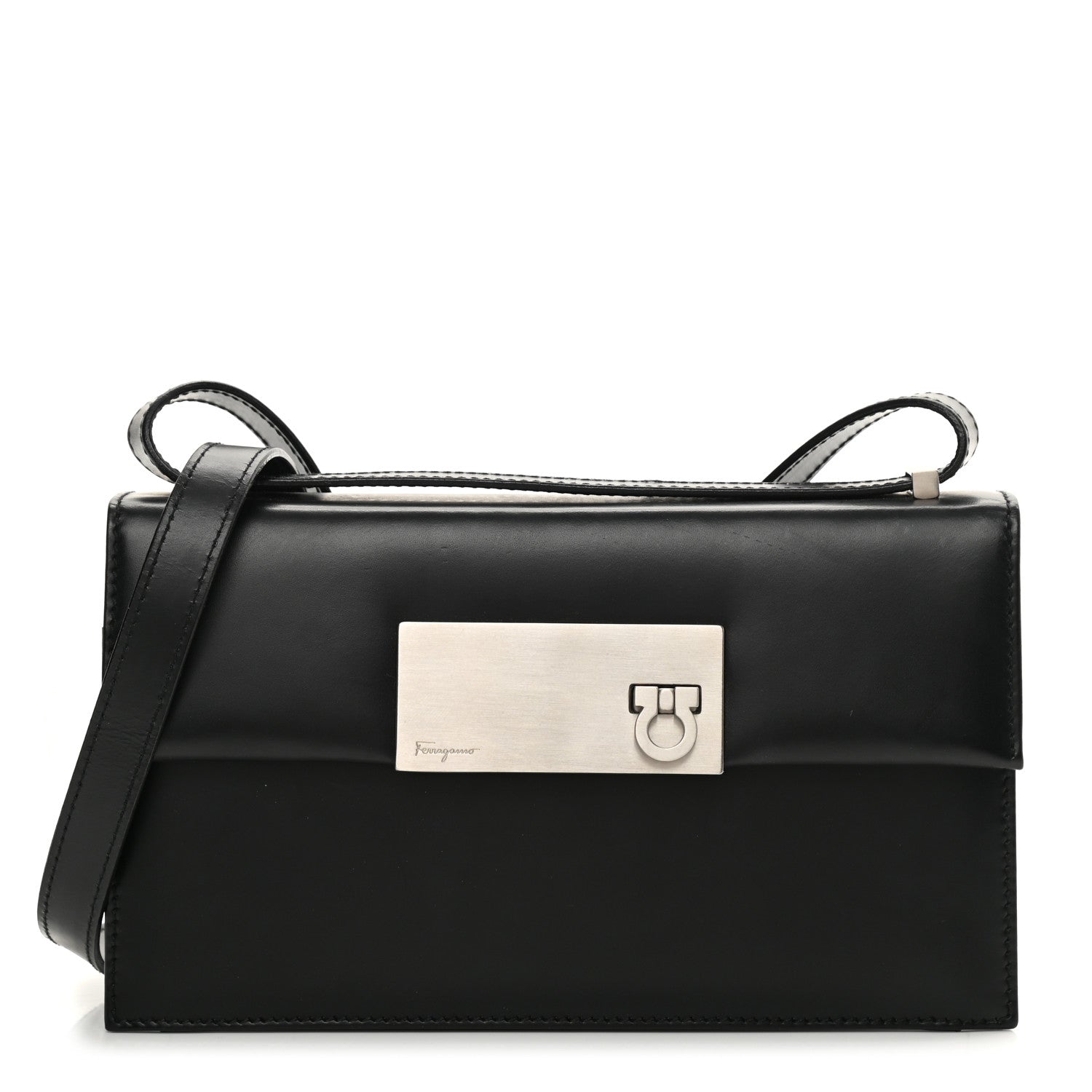 Salvatore Ferragamo Calfskin Gancio Shoulder Bag Black 1 of 12