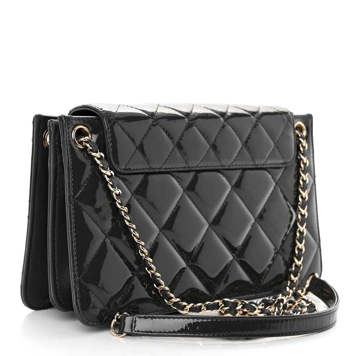 Chanel Patent Golden Class Accordion Flap Bag Dark Grey 3 of 10
