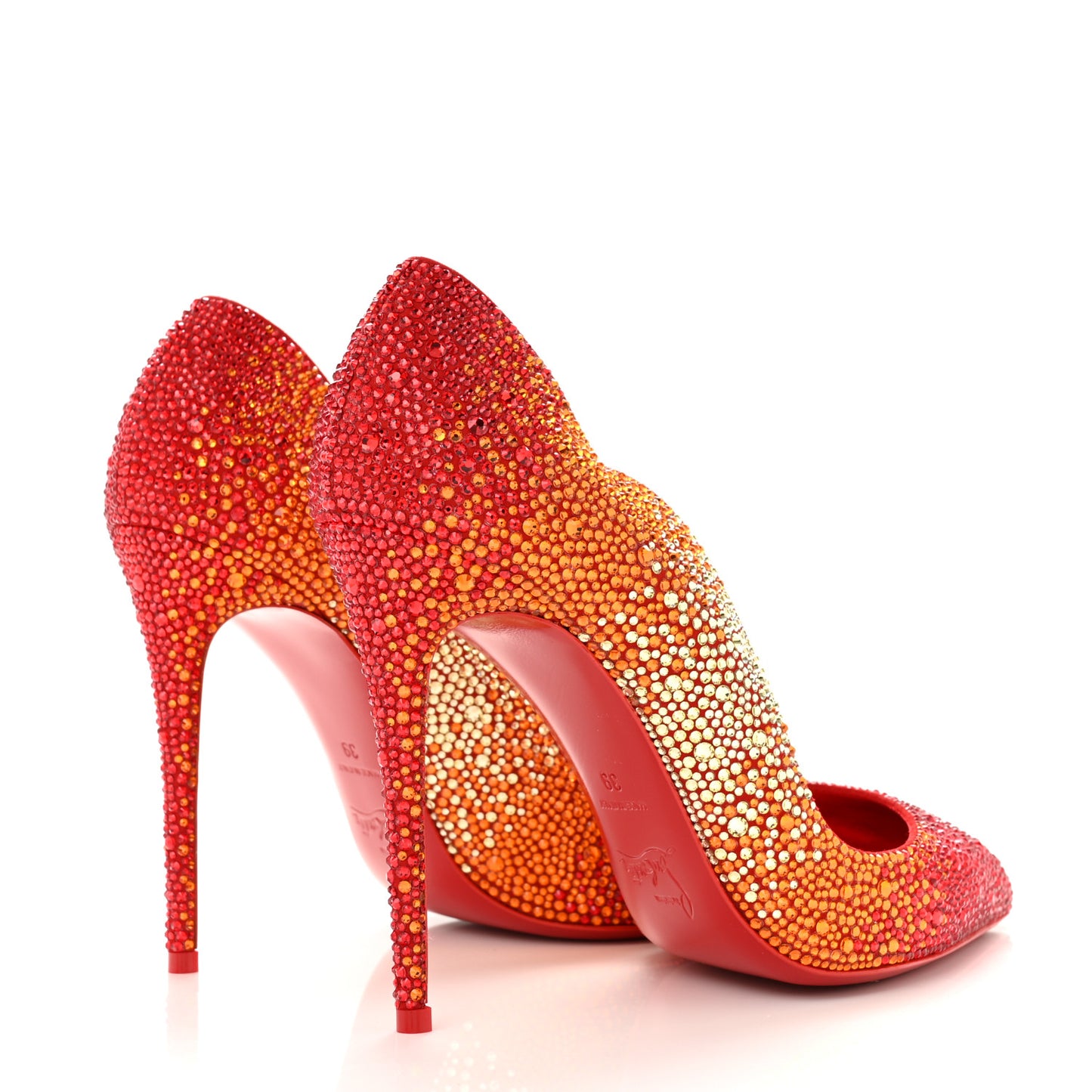 Suede Burma Strass Degrade Hot Chick 100 Pumps 39 Loubi Red Multicolor
