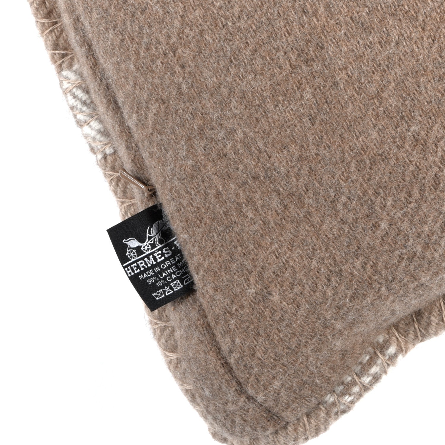 Hermes Wool Cashmere Avalon Paper Block Pillow Ecru Naturel 3 of 3