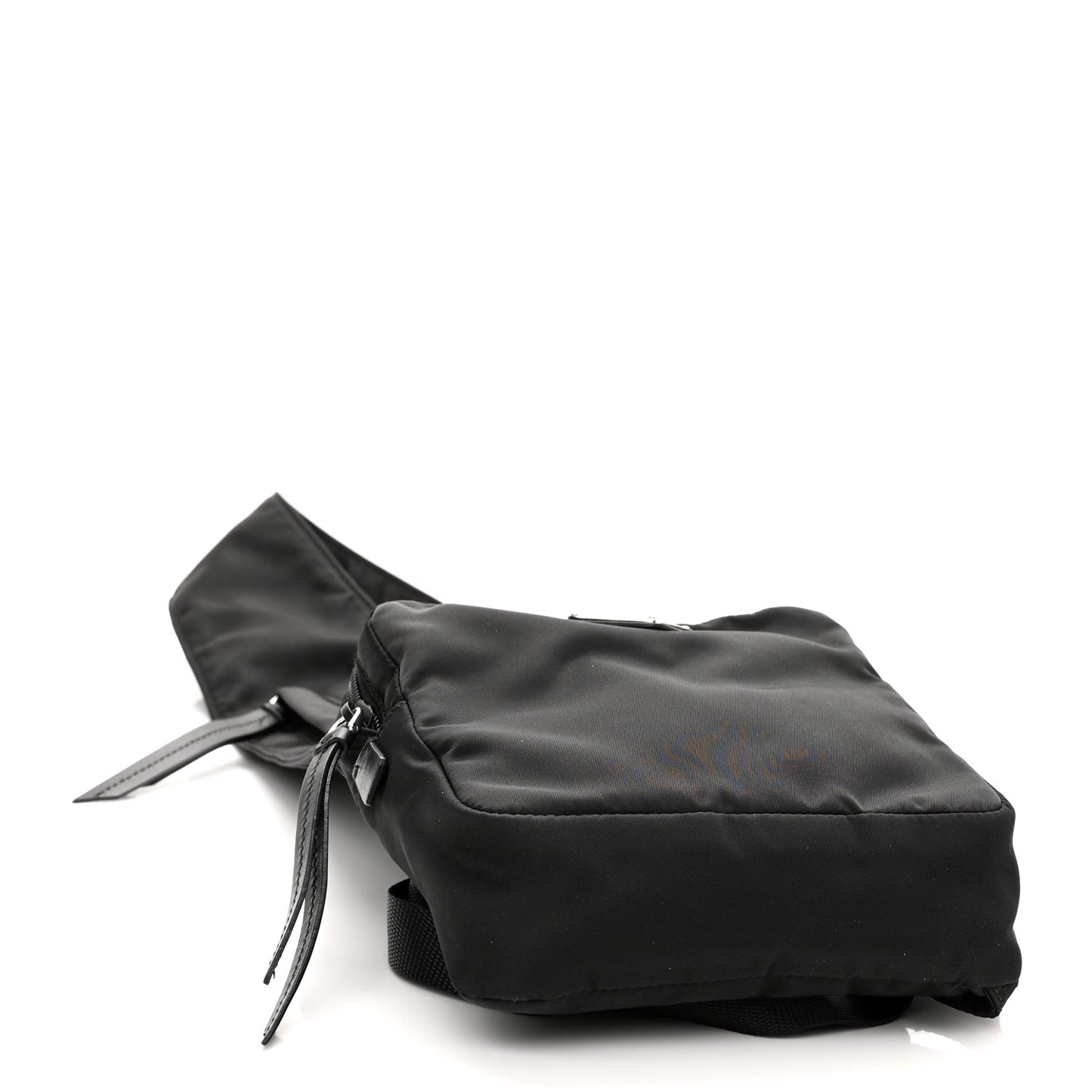 Re-Nylon Logo Plaque Sling Backpack Black