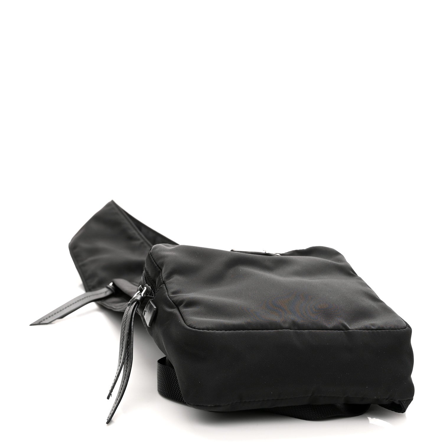 Prada Re-Nylon Logo Plaque Sling Backpack Black 3 of 8