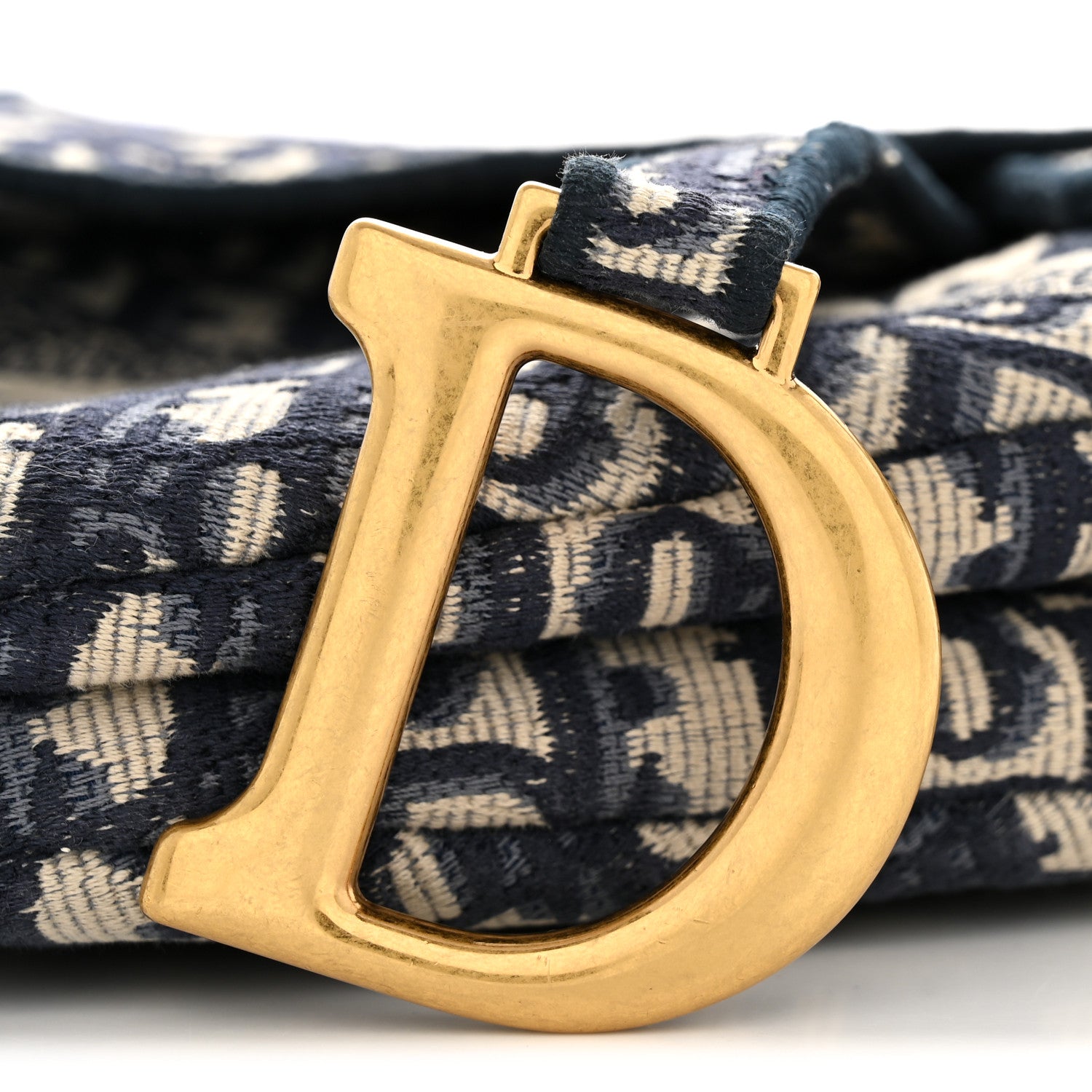 Christian Dior Oblique Embroidered Saddle Bag Blue 12 of 14