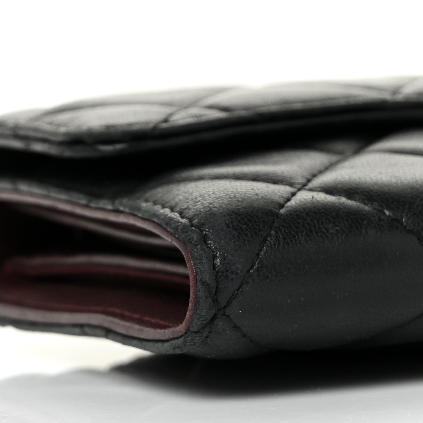 Lambskin Quilted Large Flap Wallet Black