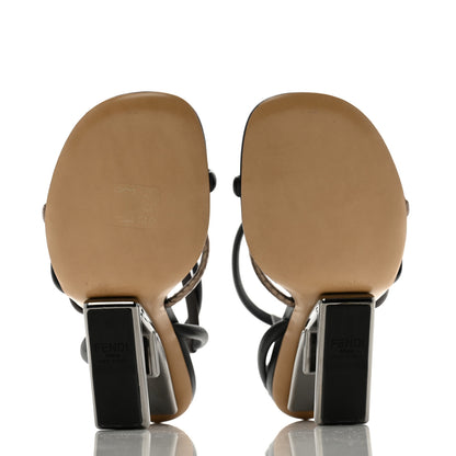 Fendi Nappa Metallic Ayers Fendi First 95mm Strappy Sandals 38.5 Black Chocolate Stagno 6 of 10
