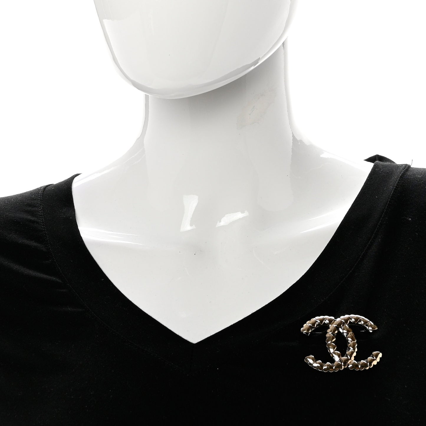Metal CC Heart Brooch Gold Silver