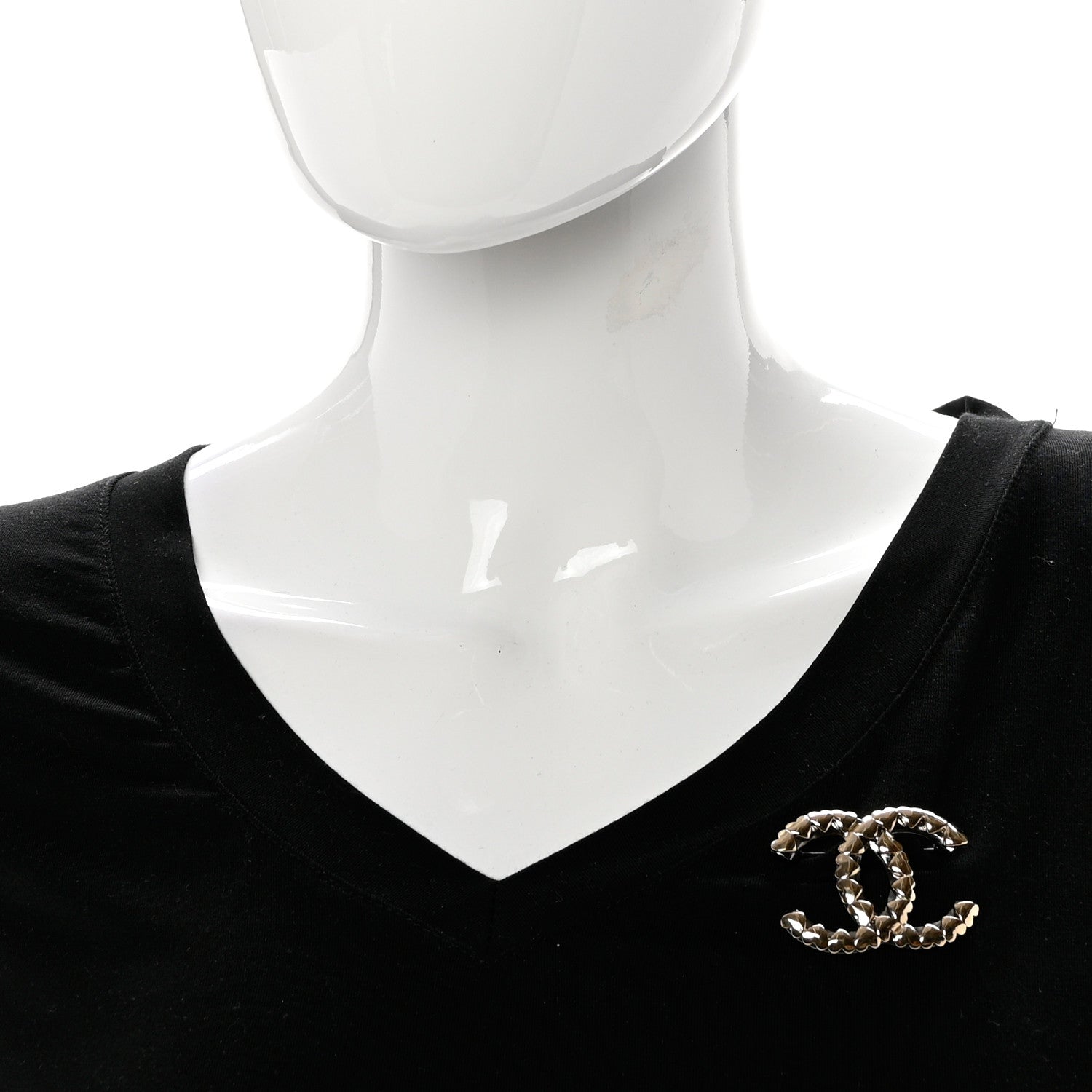 Chanel Metal CC Heart Brooch Gold Silver 2 of 4