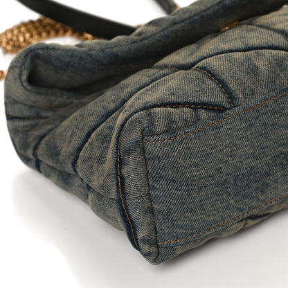 Saint Laurent Denim Quilted Toy Loulou Puffer Monogram Chain Satchel Blue Black 12 of 12