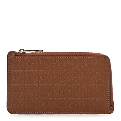 Loewe Calfskin Embossed Repeat Coin Card Holder Tan 1 of 9