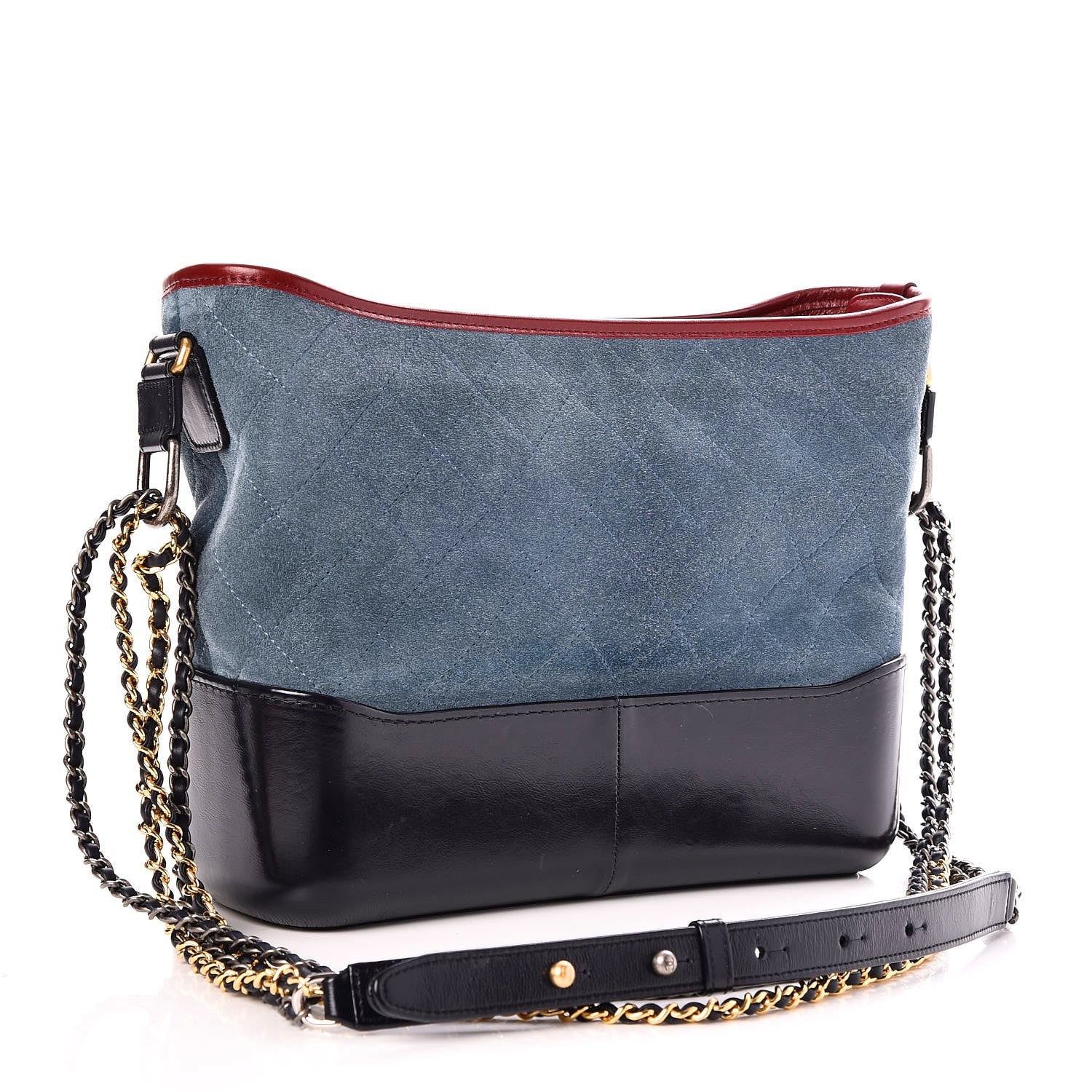 Chanel Suede Calfskin Quilted Medium Gabrielle Hobo Blue 4 of 9