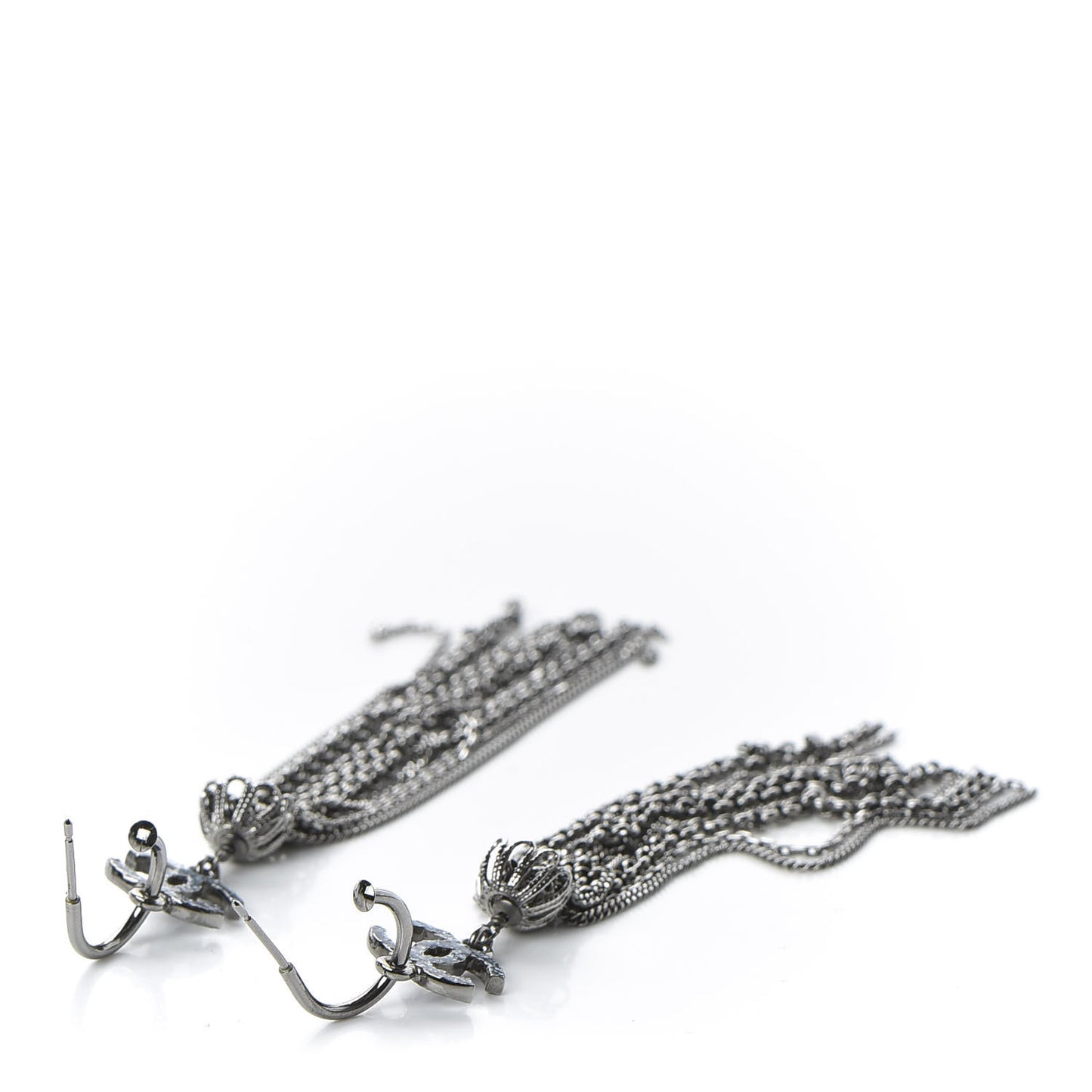Ruthenium Chain CC Drop Earrings