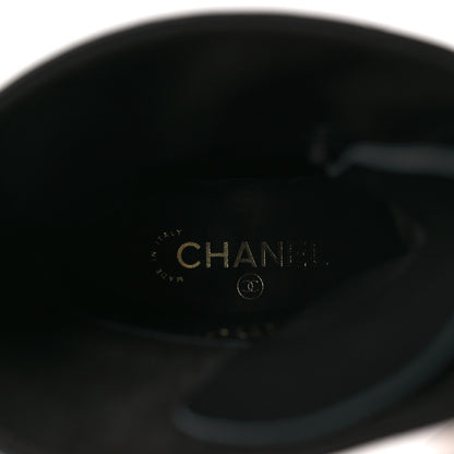 Chanel Calfskin Grosgrain Lace Up Combat Boots 38.5 Black 9 of 12