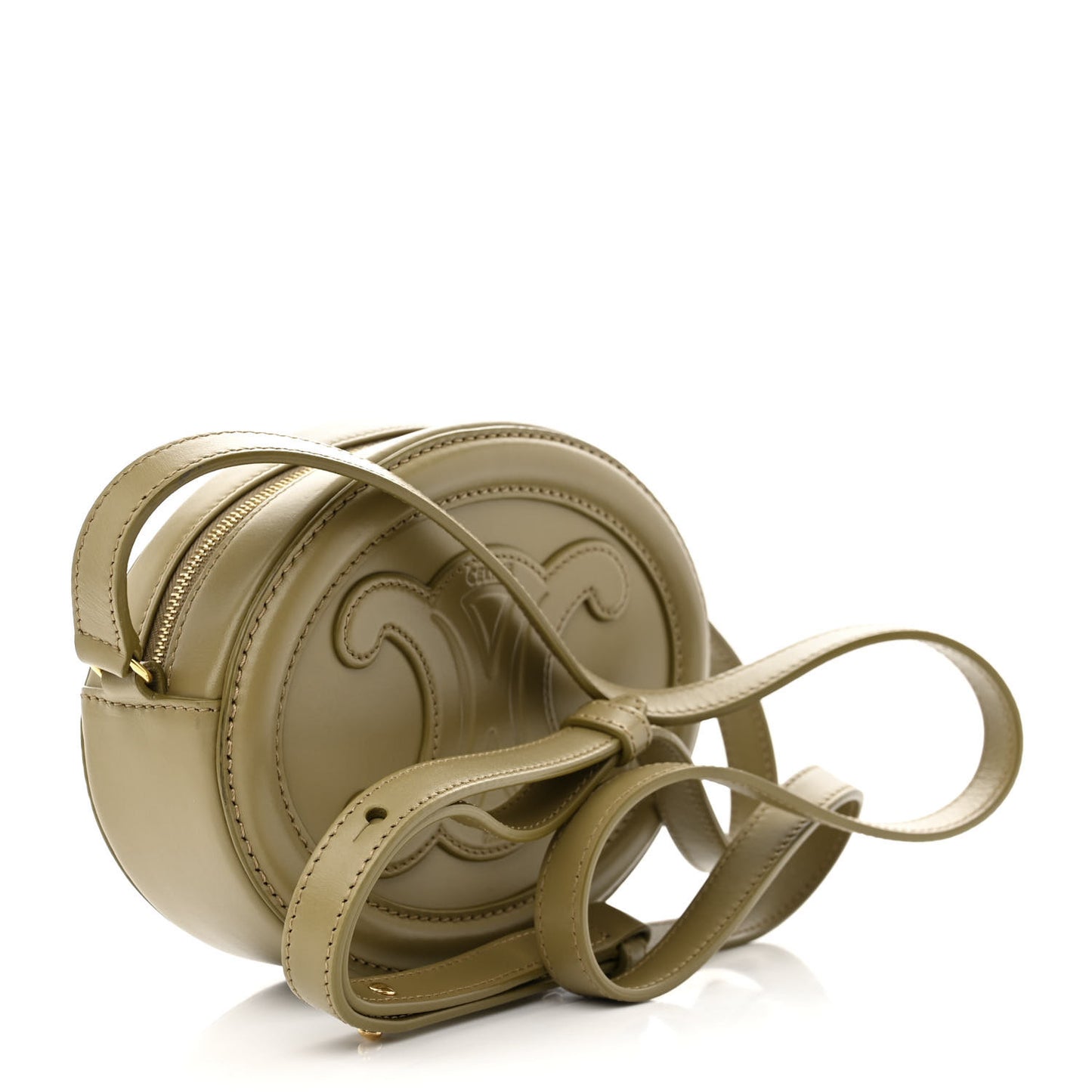 Smooth Calfskin Cuir Small Triomphe Oval Purse Crossbody Olive