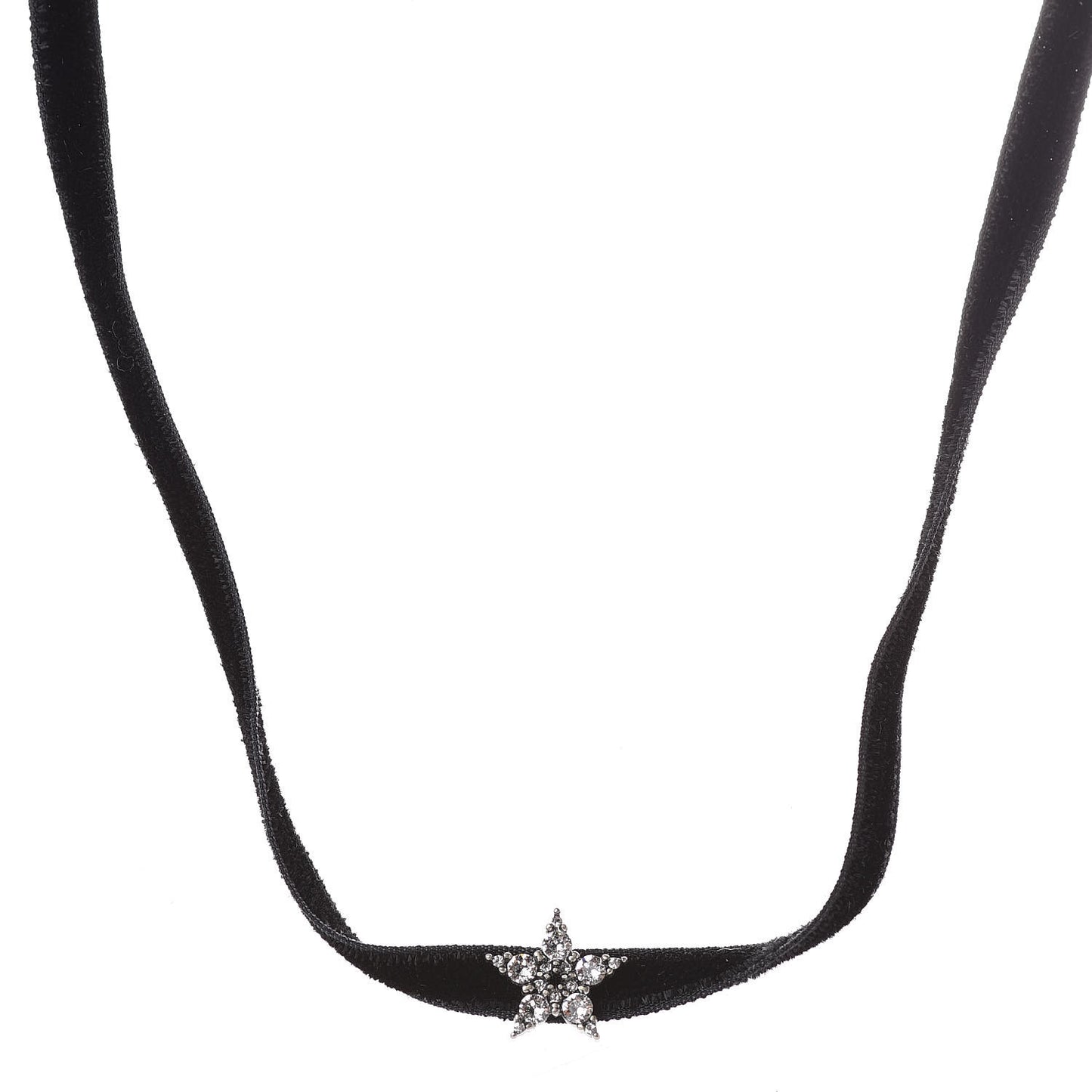 Velvet Crystal Star Choker Necklace Black