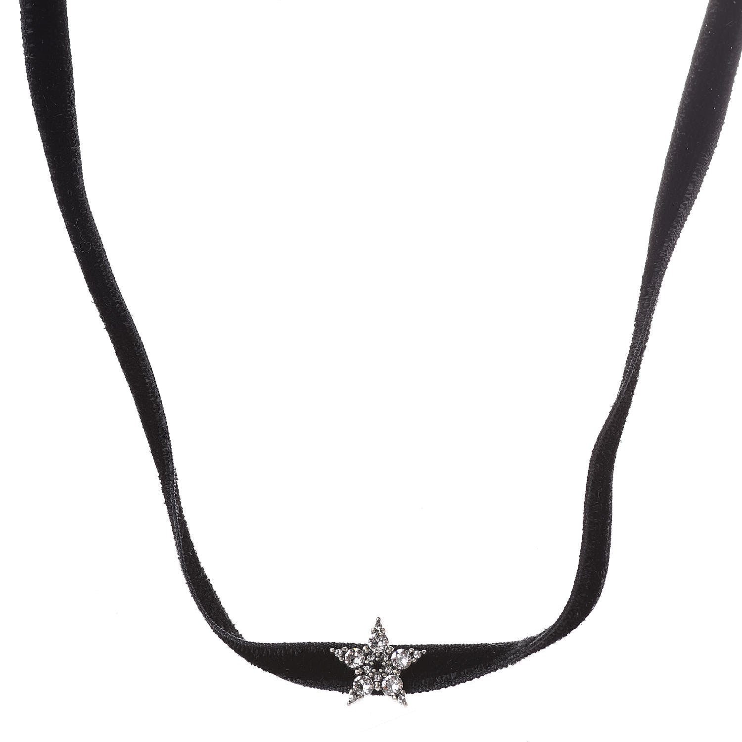 Christian Dior Velvet Crystal Star Choker Necklace Black 1 of 5