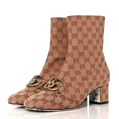 Gucci Monogram Malaga Kid GG Victoire 55mm Ankle Boots 41 Beige Ruggine Rust 3 of 9