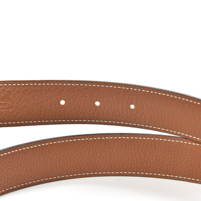 Hermes Box Togo 32mm Guilloche H Belt 80 Black Gold 4 of 7