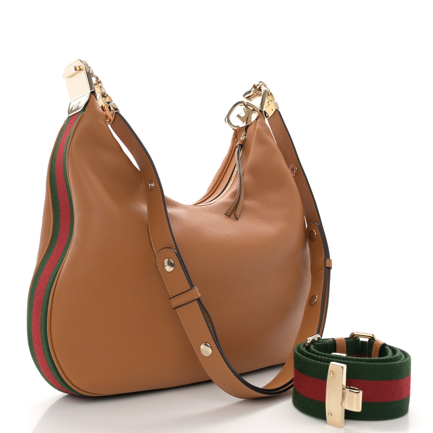Gucci Aria Calfskin Web Large Attache Shoulder Bag Dark Orange 3 of 10