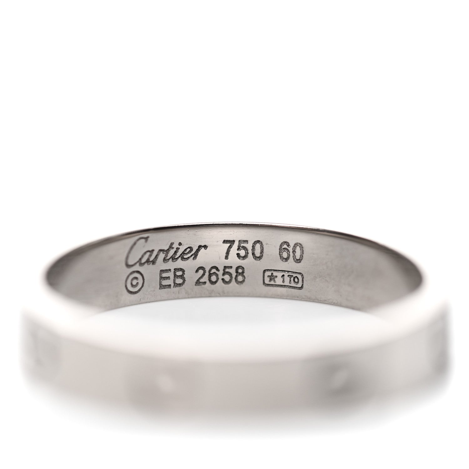 Cartier 18K White Gold 3.5mm LOVE Wedding Band Ring 60 9.25 4 of 4