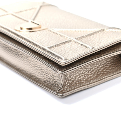 Christian Dior Metallic Grained Calfskin Diorama Wallet on Chain Pouch Light Gold 8 of 8
