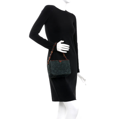 Chanel Suede Quilted Bekko Chain CC Box Clutch Green 2 of 15
