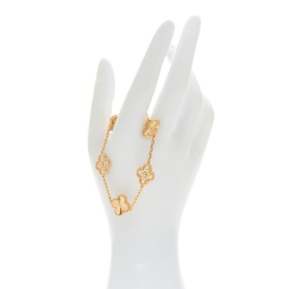 Van Cleef & Arpels 18K Yellow Gold Diamond 5 Motifs Guilloche Vintage Alhambra Bracelet 2 of 5