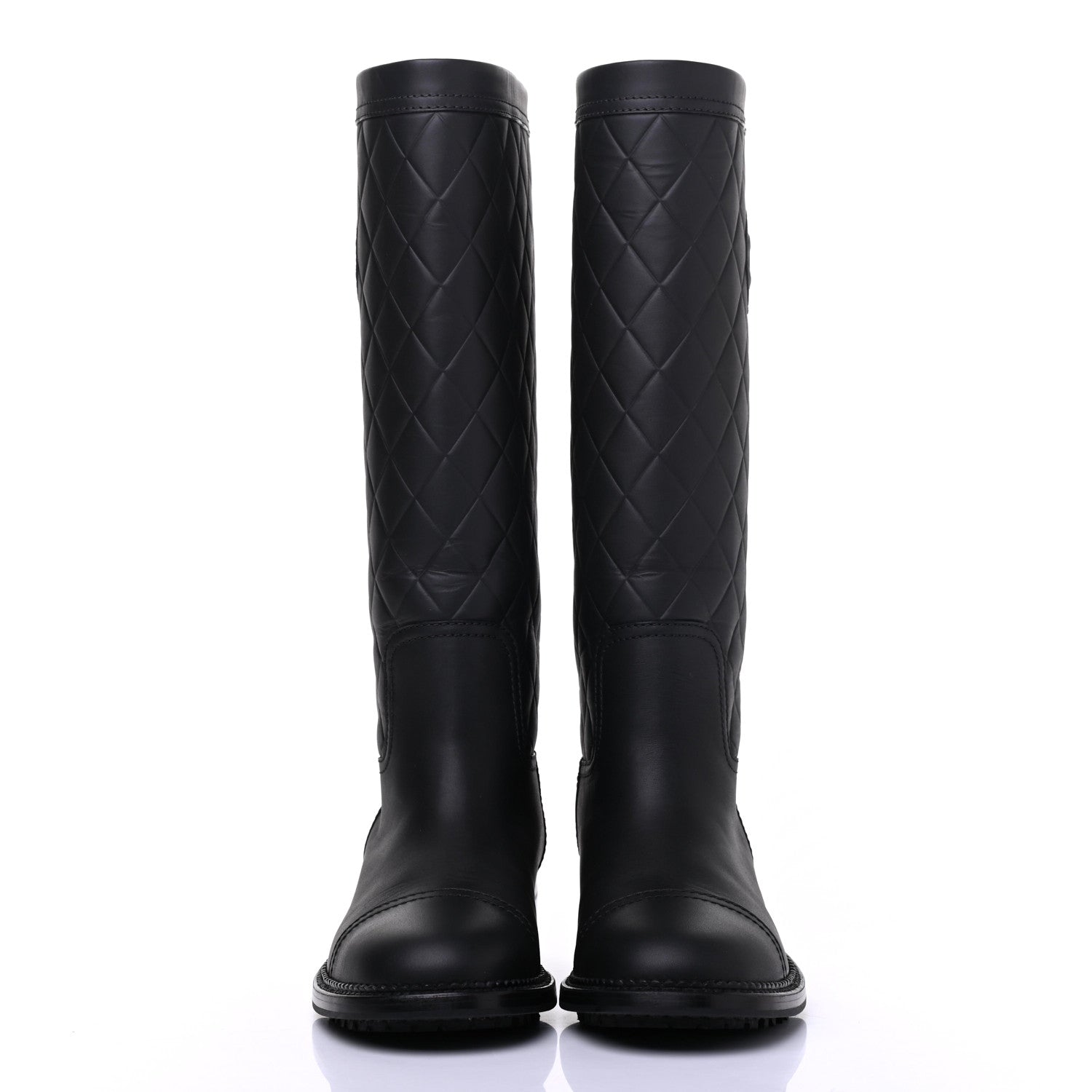 Chanel Oily Calfskin Quilted High Boots 38 Black 2 of 10