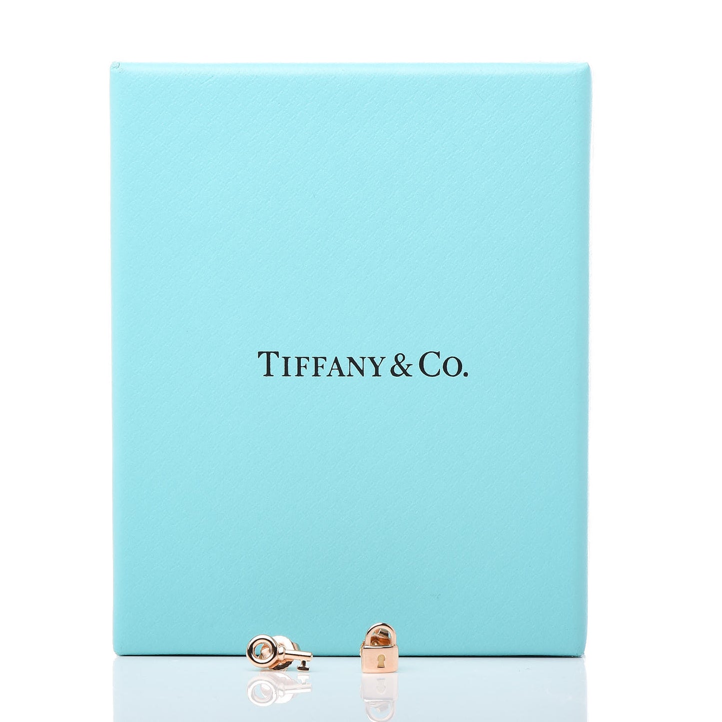 18K Rose Gold Mini Key and Lock Earrings