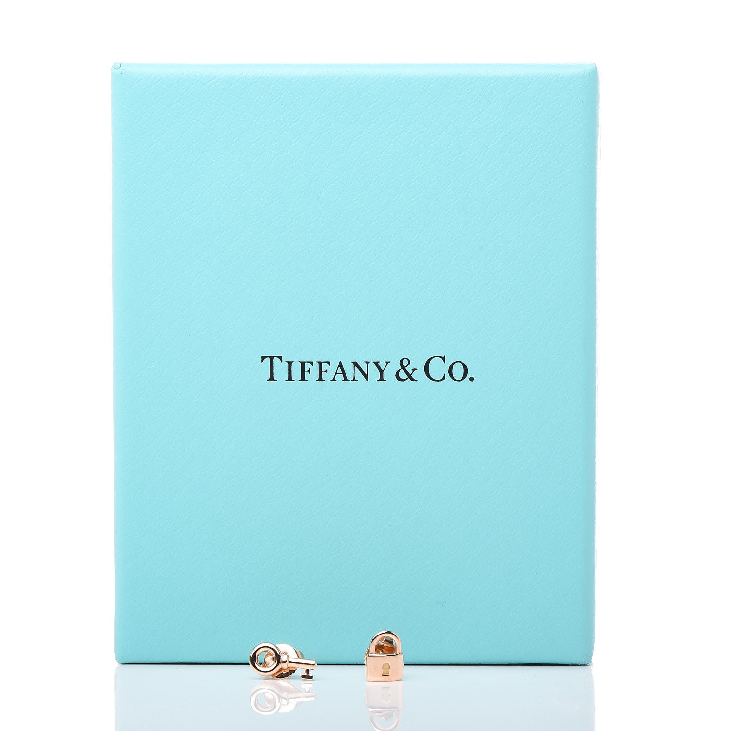 Tiffany 18K Rose Gold Mini Key and Lock Earrings 5 of 5