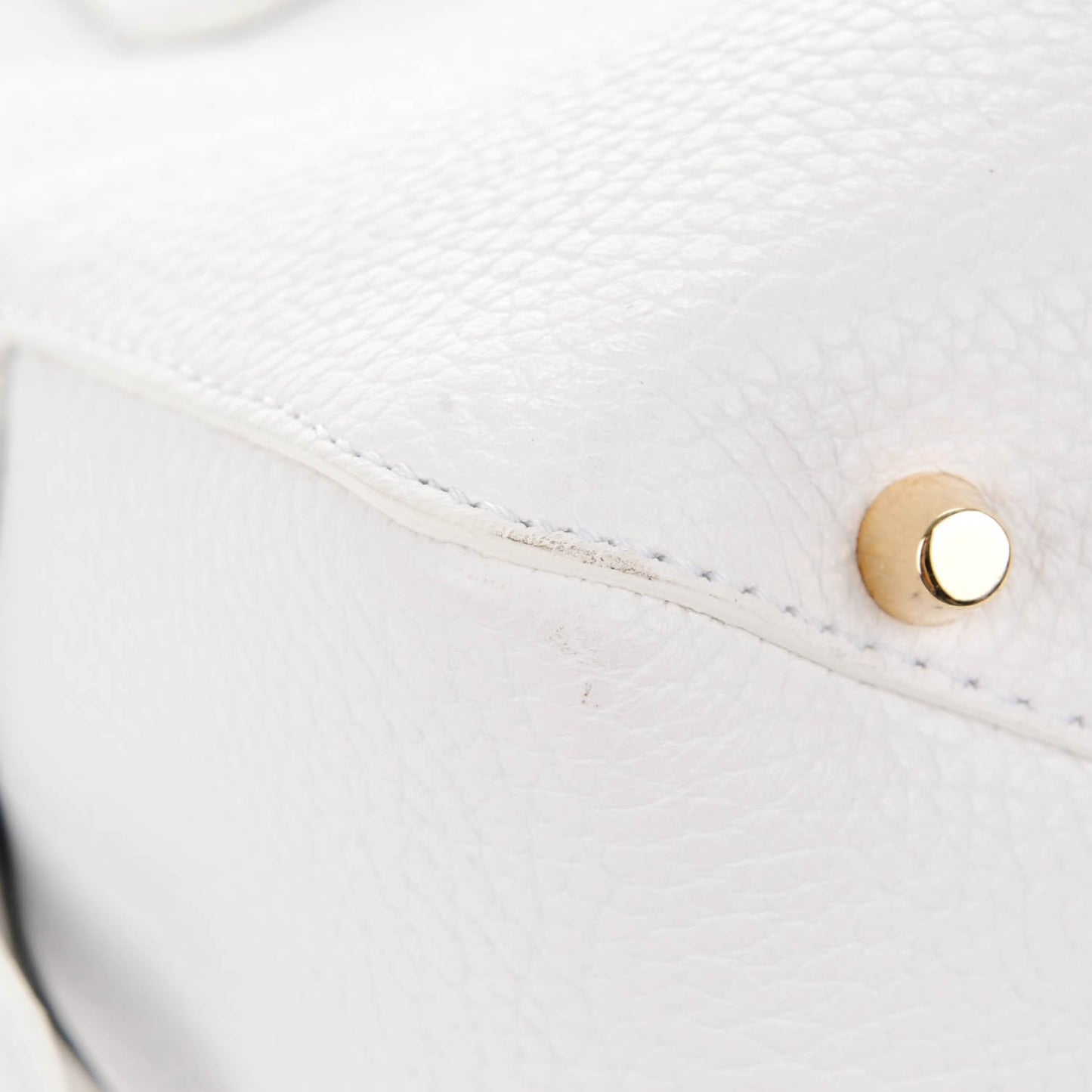London Grainy Calfskin Small Greenwood Bowling Bag White