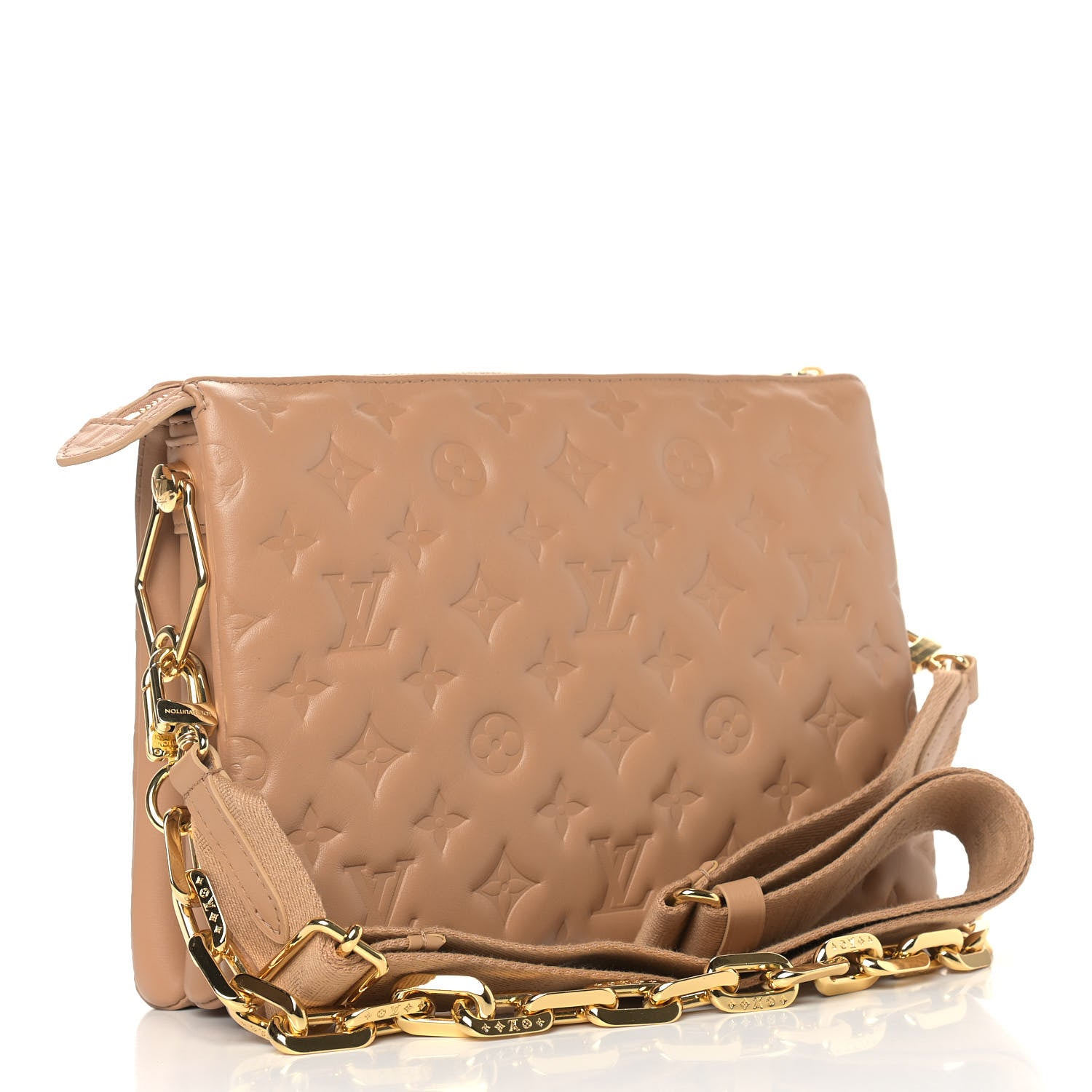 Louis Vuitton Lambskin Embossed Monogram Coussin PM Camel 3 of 8
