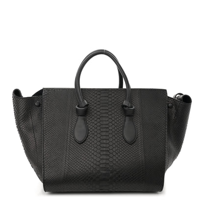 Celine Snakeskin Small Tie Knot Tote Black 1 of 13