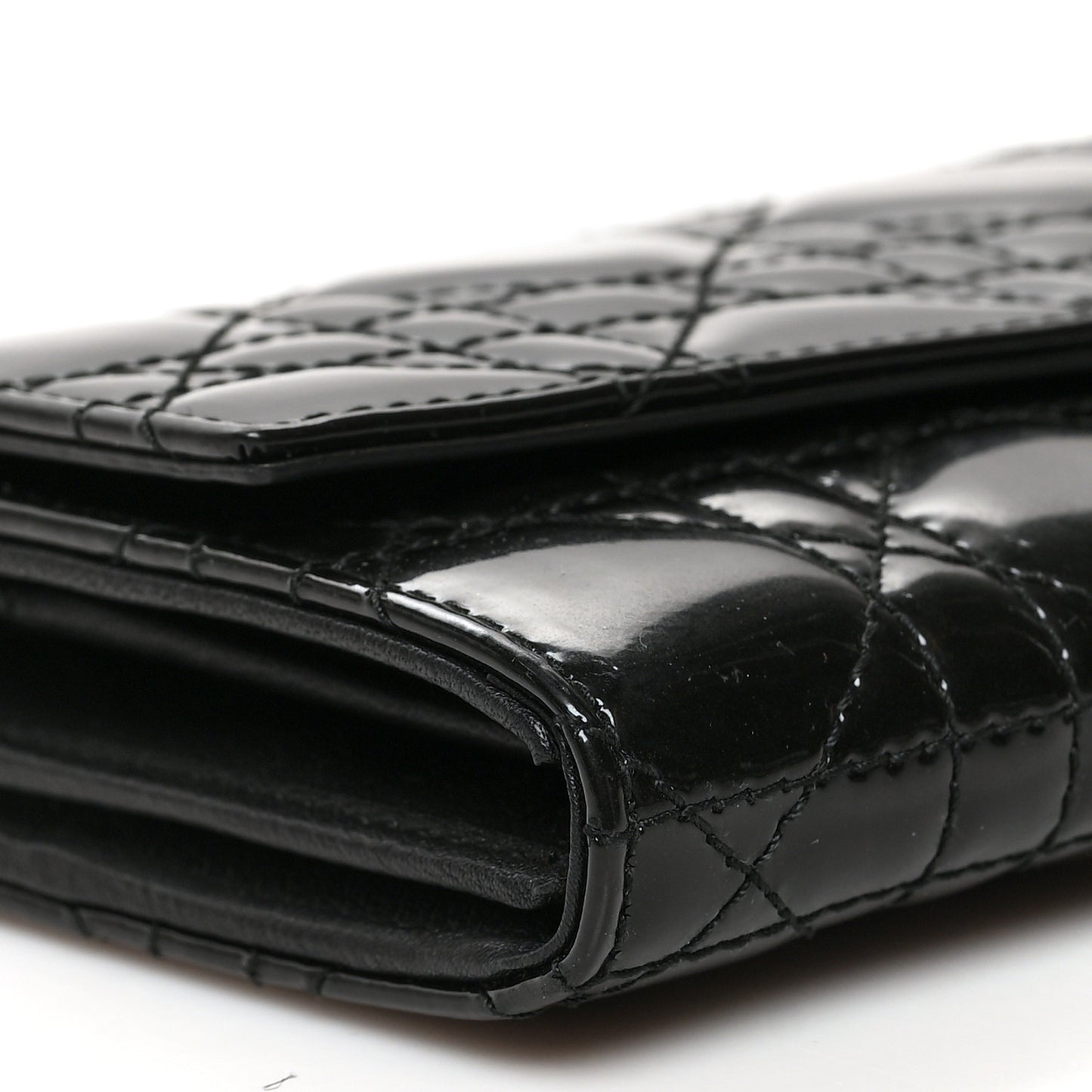 Patent Cannage Lady Dior Rendezvous Wallet On Chain Black Black
