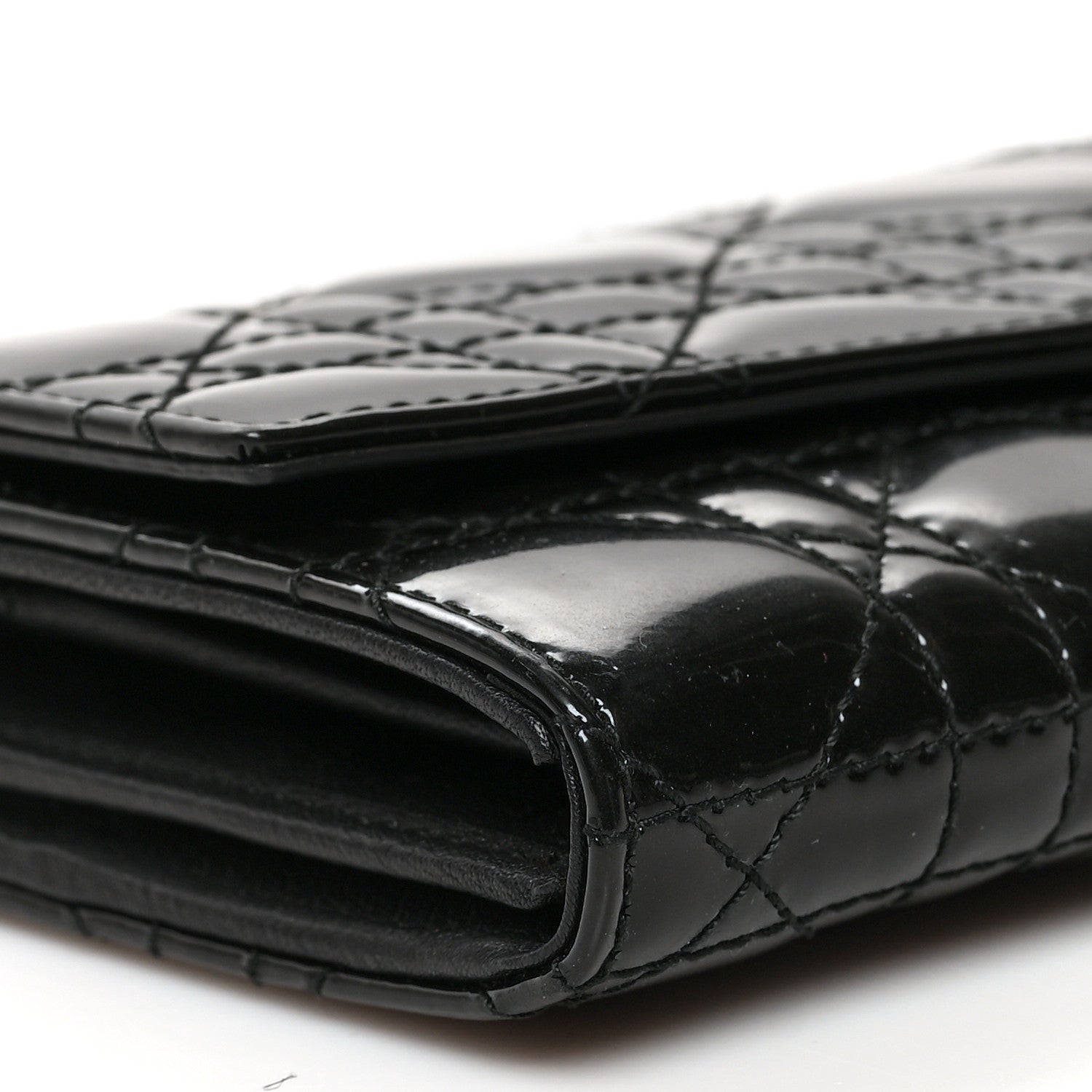 Christian Dior Patent Cannage Lady Dior Rendezvous Wallet On Chain Black Black 9 of 11